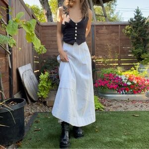 Antique Victorian 1900s white cotton full skirt small